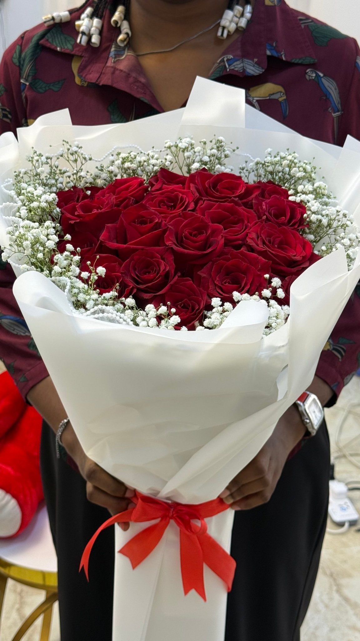 25 Red Roses Heart Bouquet | Fresh Flower Delivery in Abuja & Lagos - Magikworld Gifts and Surprises