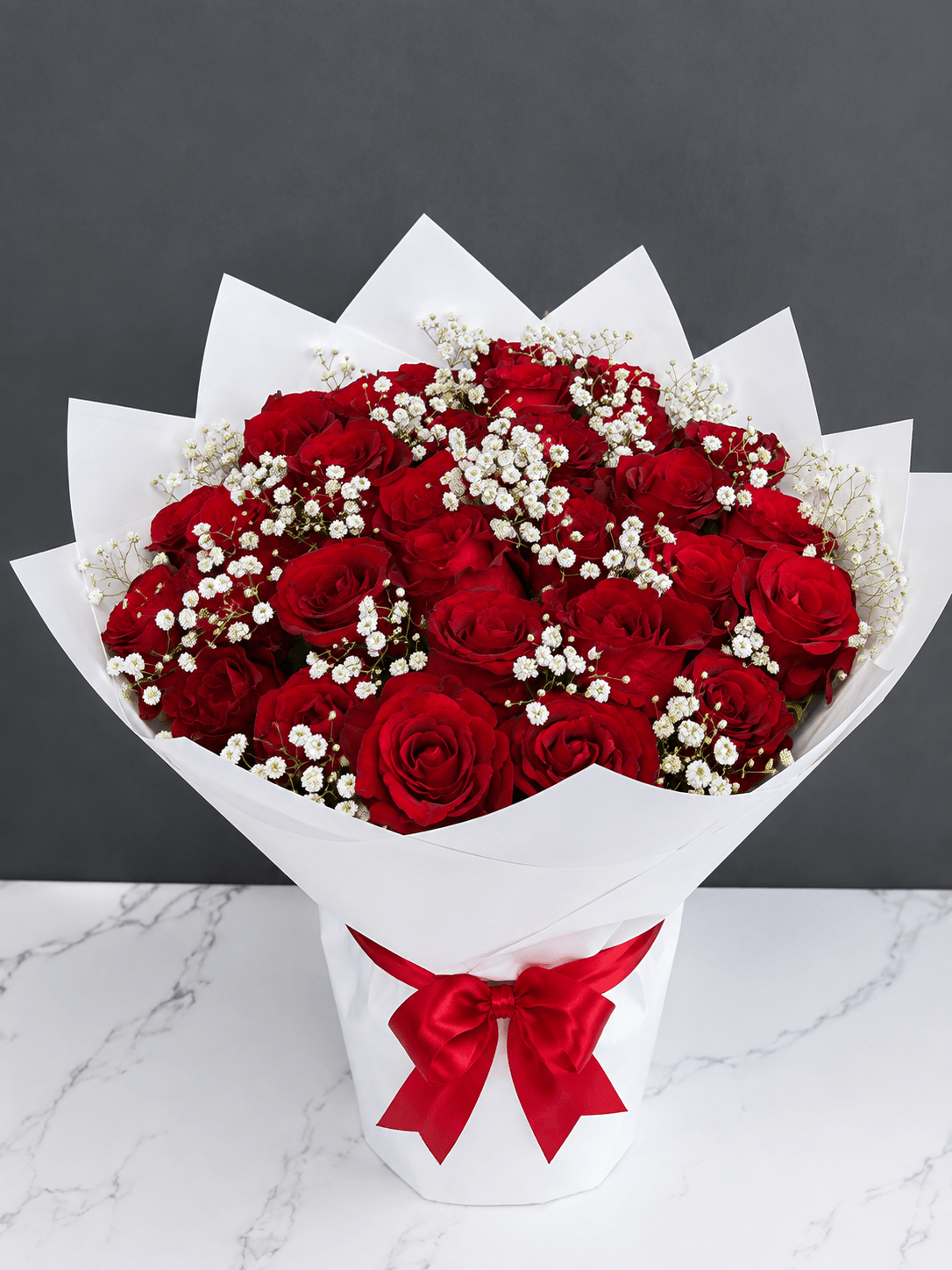 30 Premium Red Roses Bouquet | Fresh Flower Delivery in Abuja & Lagos | Romantic Rose Bouquet Gift - Magikworld Gifts and Surprises