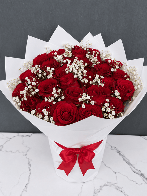 30 Premium Red Roses Bouquet | Fresh Flower Delivery in Abuja & Lagos | Romantic Rose Bouquet Gift - Magikworld Gifts and Surprises