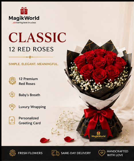 Luxury Red Rose Bouquet | Fresh Flower Delivery in Abuja & Lagos | Timeless Love Bouquet