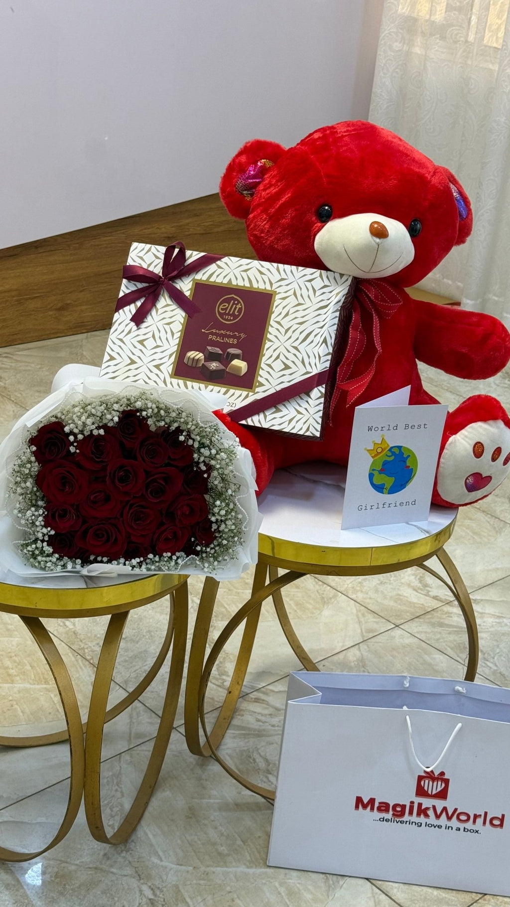 Forever Yours Rose, Teddy & Chocolate Gift Set - Magikworld Gifts and Surprises