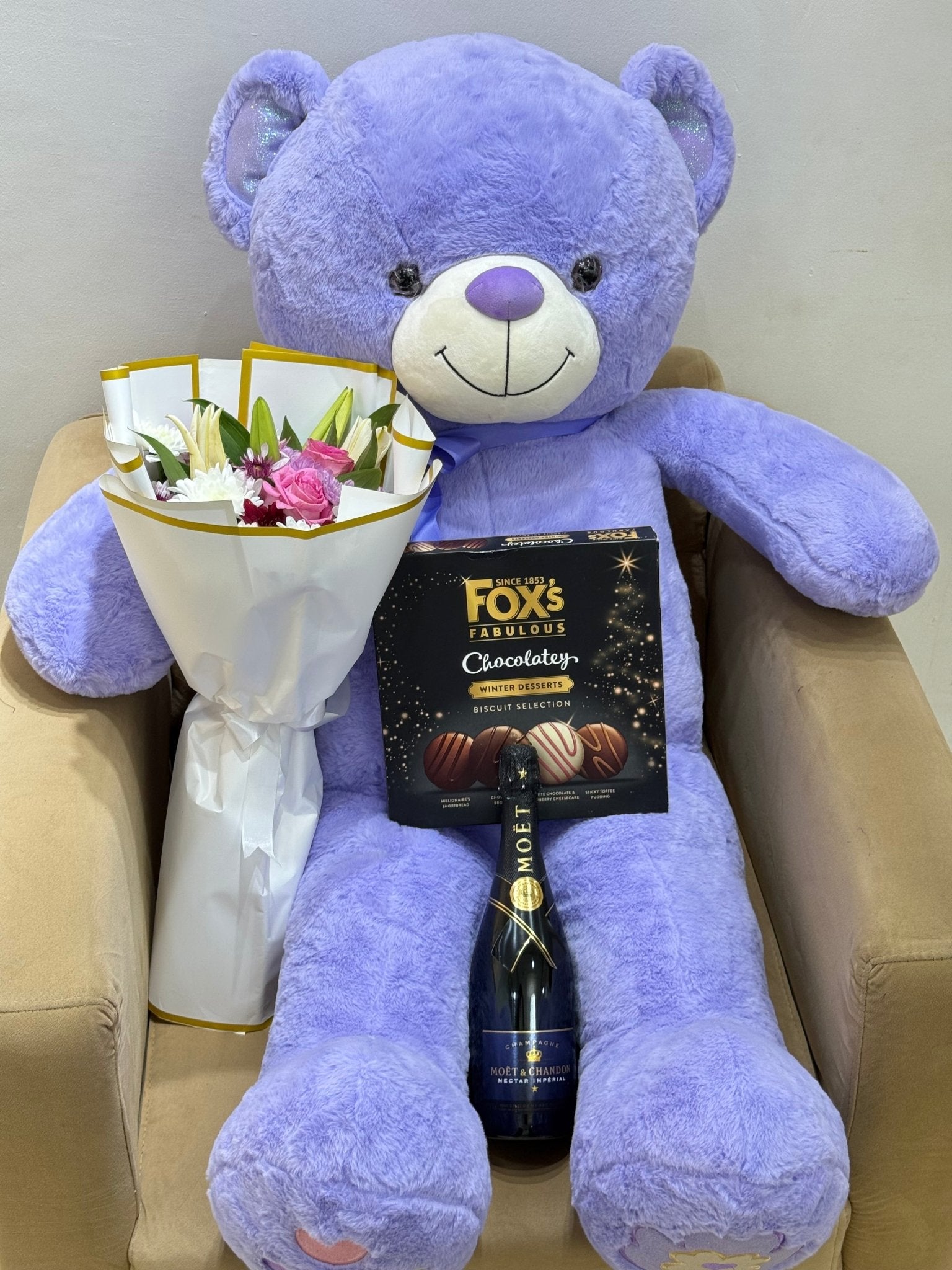 Giant Teddy Bear, Flowers & Chocolate Gift Package – Lagos & Abuja - Magikworld Gifts and Surprises