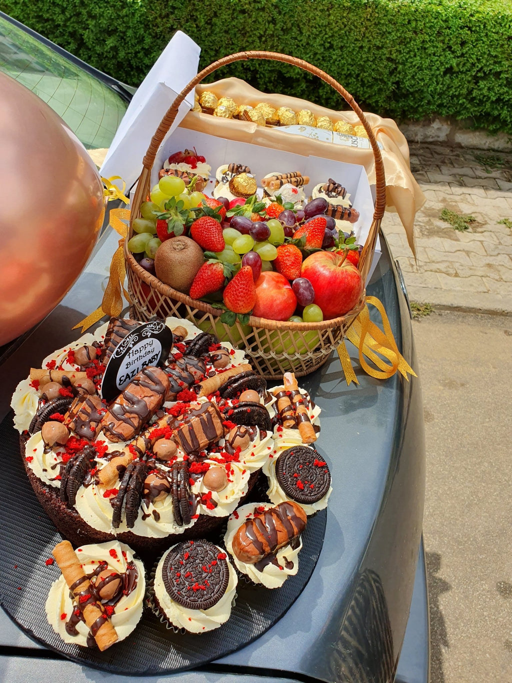 Luxury Birthday Fruit, Chocolate & Cupcake Gift Hamper – Abuja & Lagos - Magikworld Gifts and Surprises