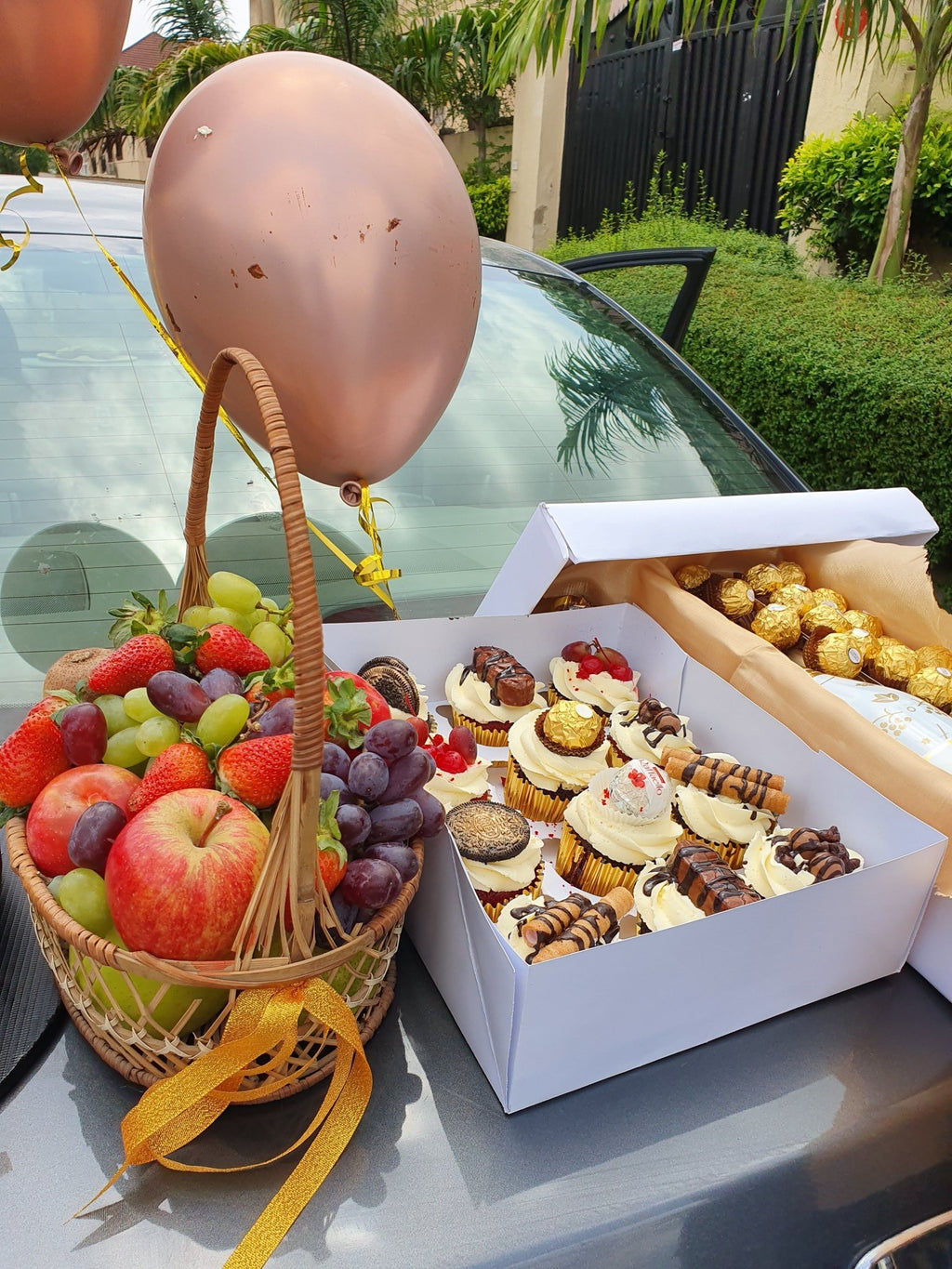 Luxury Birthday Fruit, Chocolate & Cupcake Gift Hamper – Abuja & Lagos - Magikworld Gifts and Surprises