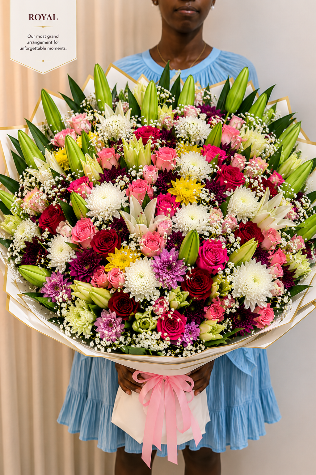 Luxury Mixed Flower Bouquet with Lilies & Roses | Fresh Flower Delivery Abuja & Lagos - Magikworld Gifts and Surprises