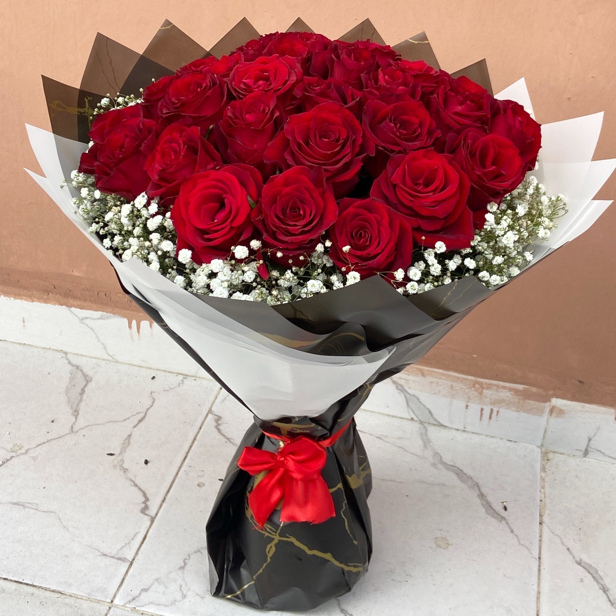 Luxury Red Rose Bouquet | Fresh Flower Delivery in Abuja & Lagos | Timeless Love Bouquet - Magikworld Gifts and Surprises
