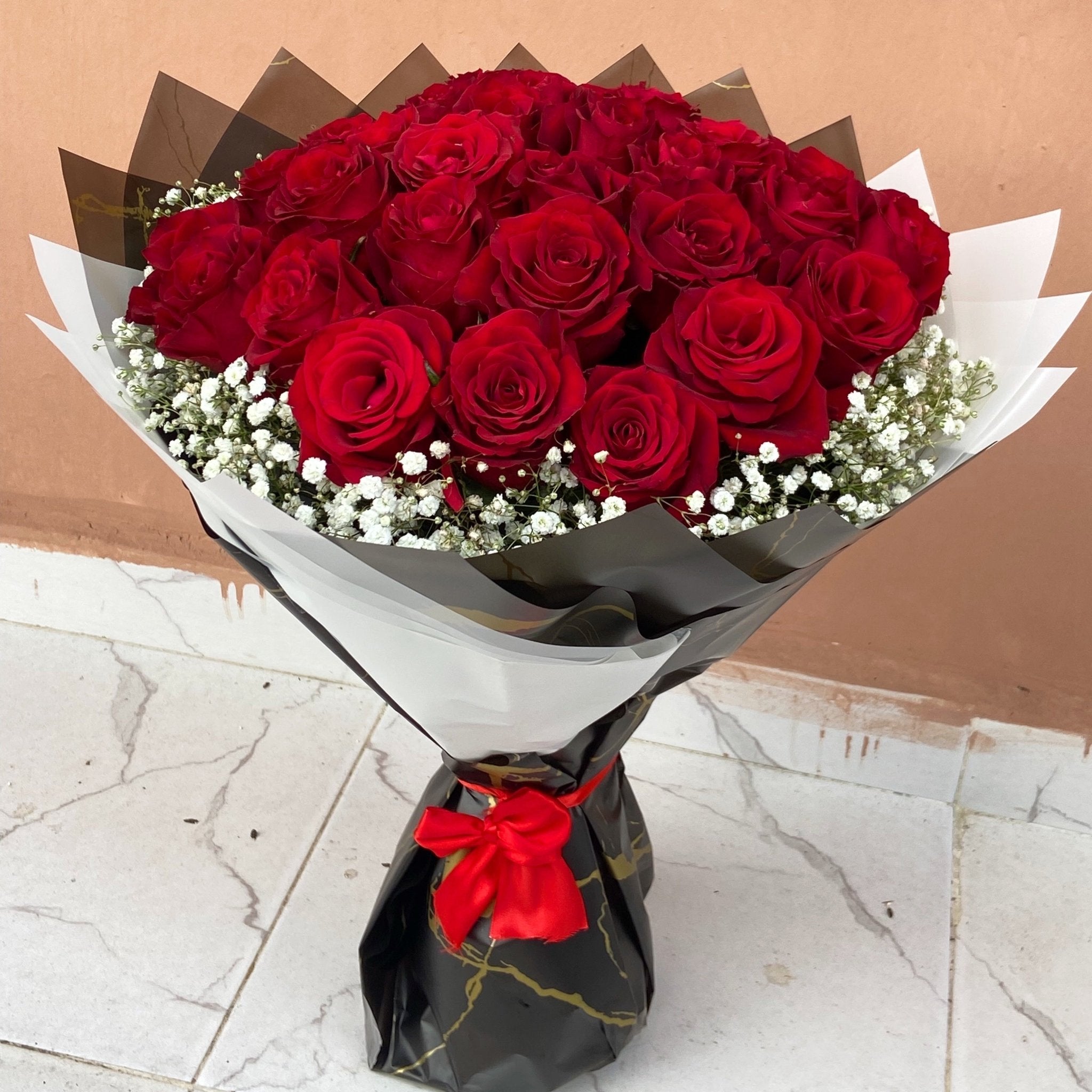 Luxury Red Rose Bouquet | Fresh Flower Delivery in Abuja & Lagos | Timeless Love Bouquet - Magikworld Gifts and Surprises