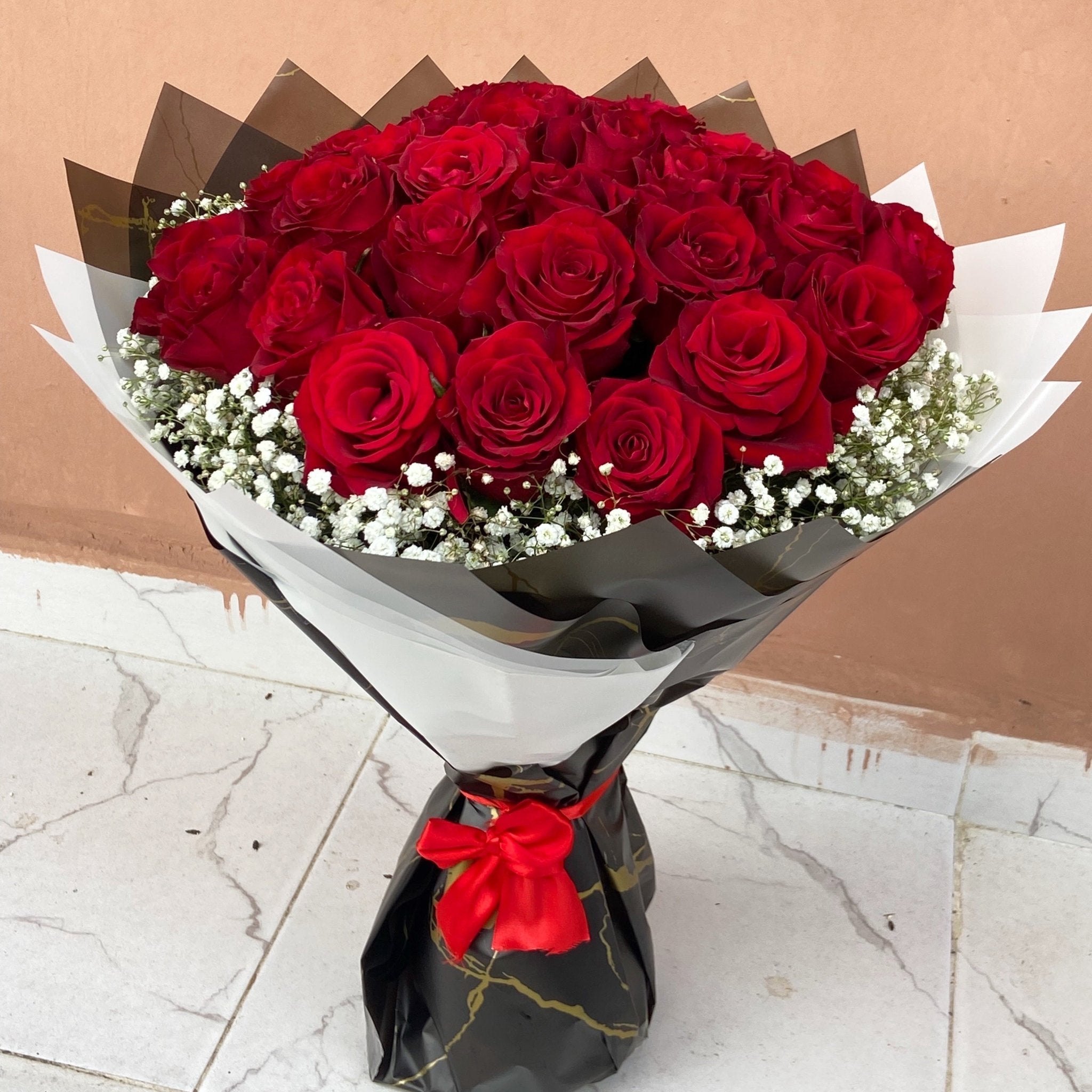 Luxury Red Rose Bouquet | Fresh Flower Delivery in Abuja & Lagos | Timeless Love Bouquet - Magikworld Gifts and Surprises