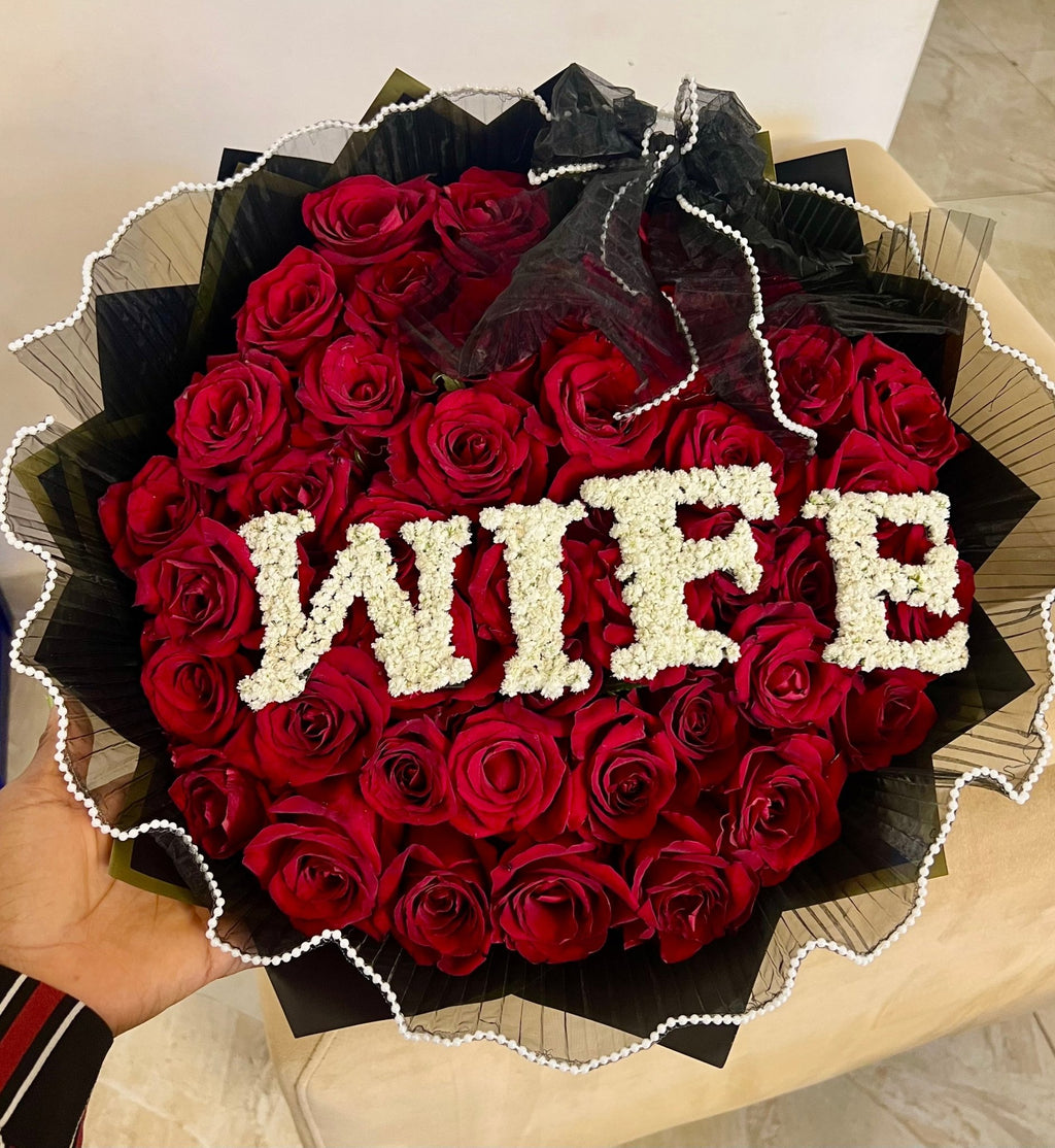 Luxury WIFE Red Rose Bouquet – Romantic Flowers Abuja & Lagos - Magikworld Gifts and Surprises