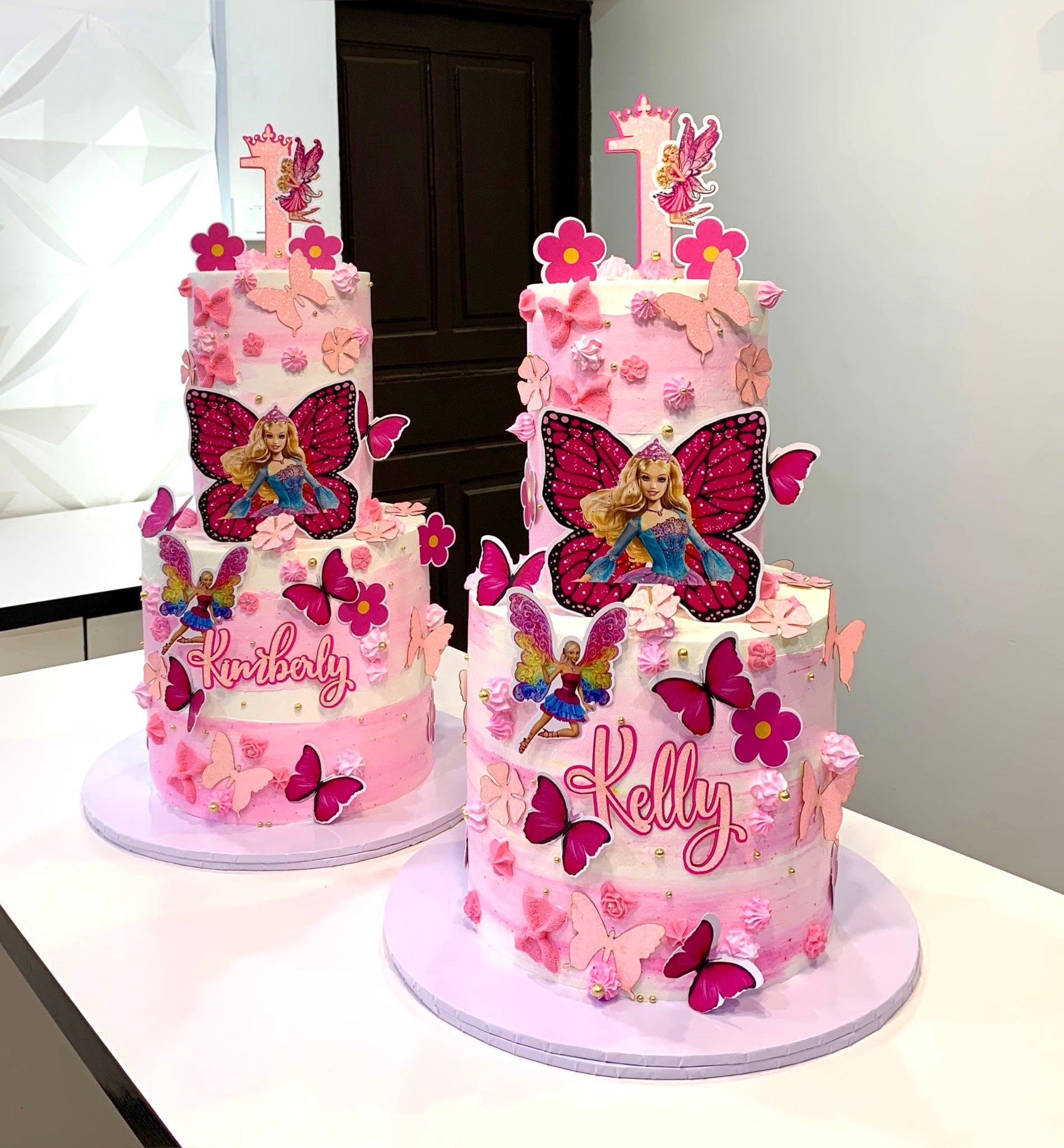 Personalized Twin Butterfly Princess Birthday Cake – Custom Matching Celebration Cakes - Magikworld Gifts and Surprises