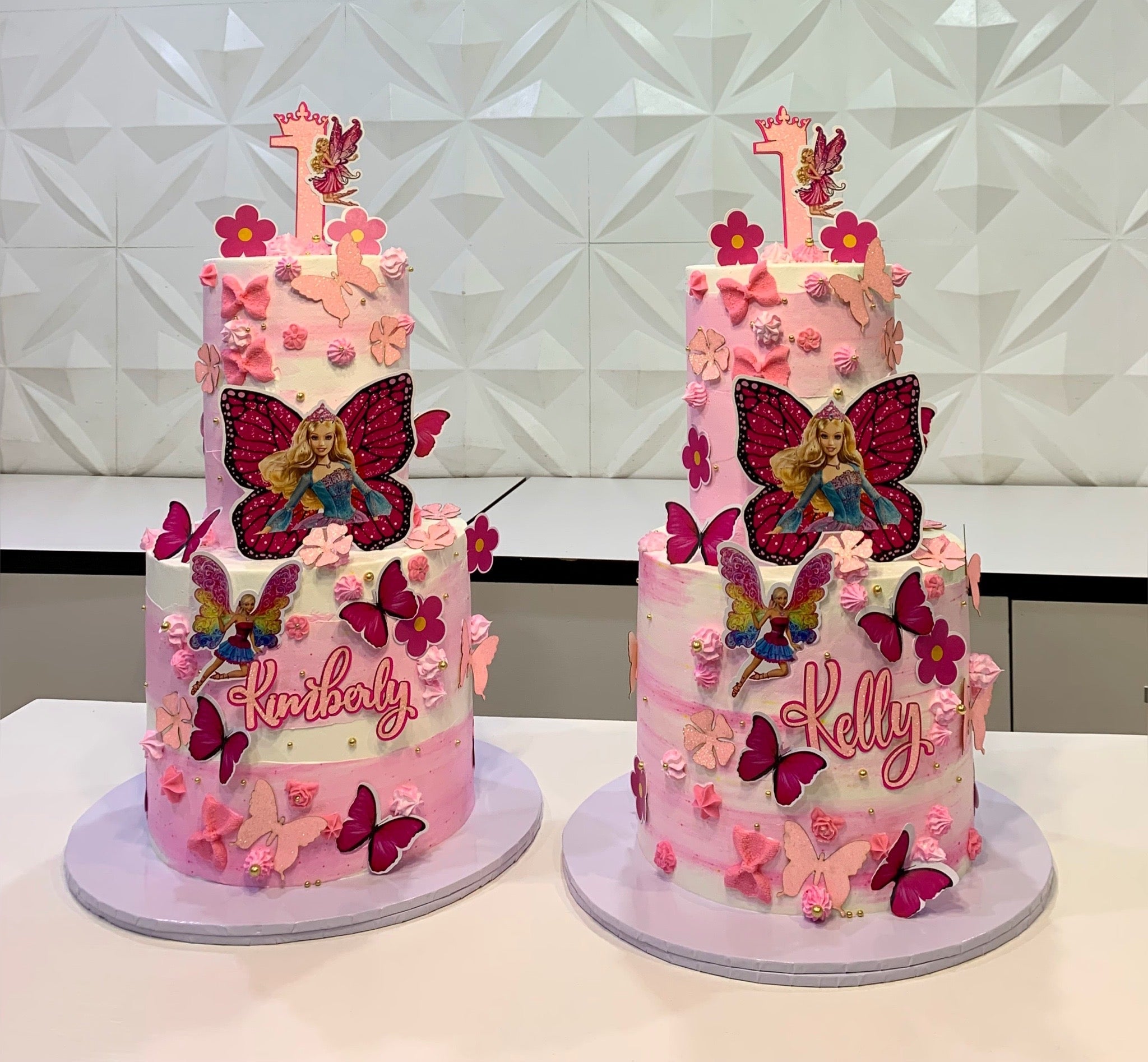 Personalized Twin Butterfly Princess Birthday Cake – Custom Matching Celebration Cakes - Magikworld Gifts and Surprises