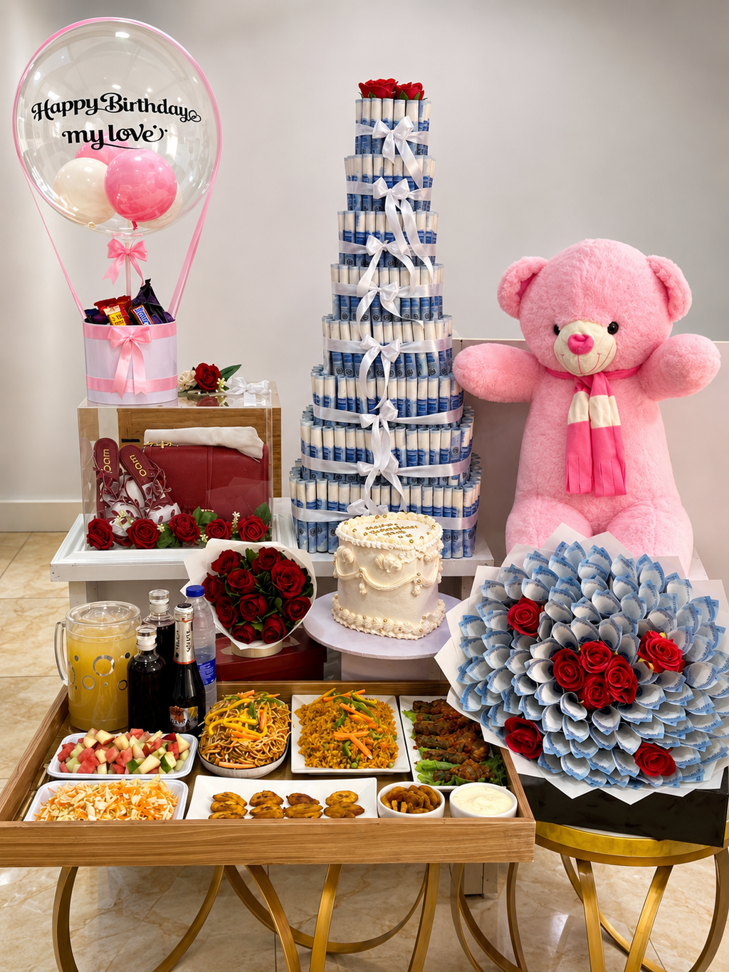Premium Birthday Surprise Package with Money Bouquet & Gifts - Magikworld Gifts and Surprises