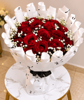 Red Rose & Baby’s Breath Bouquet – Lagos & Abuja Flower Delivery - Magikworld Gifts and Surprises