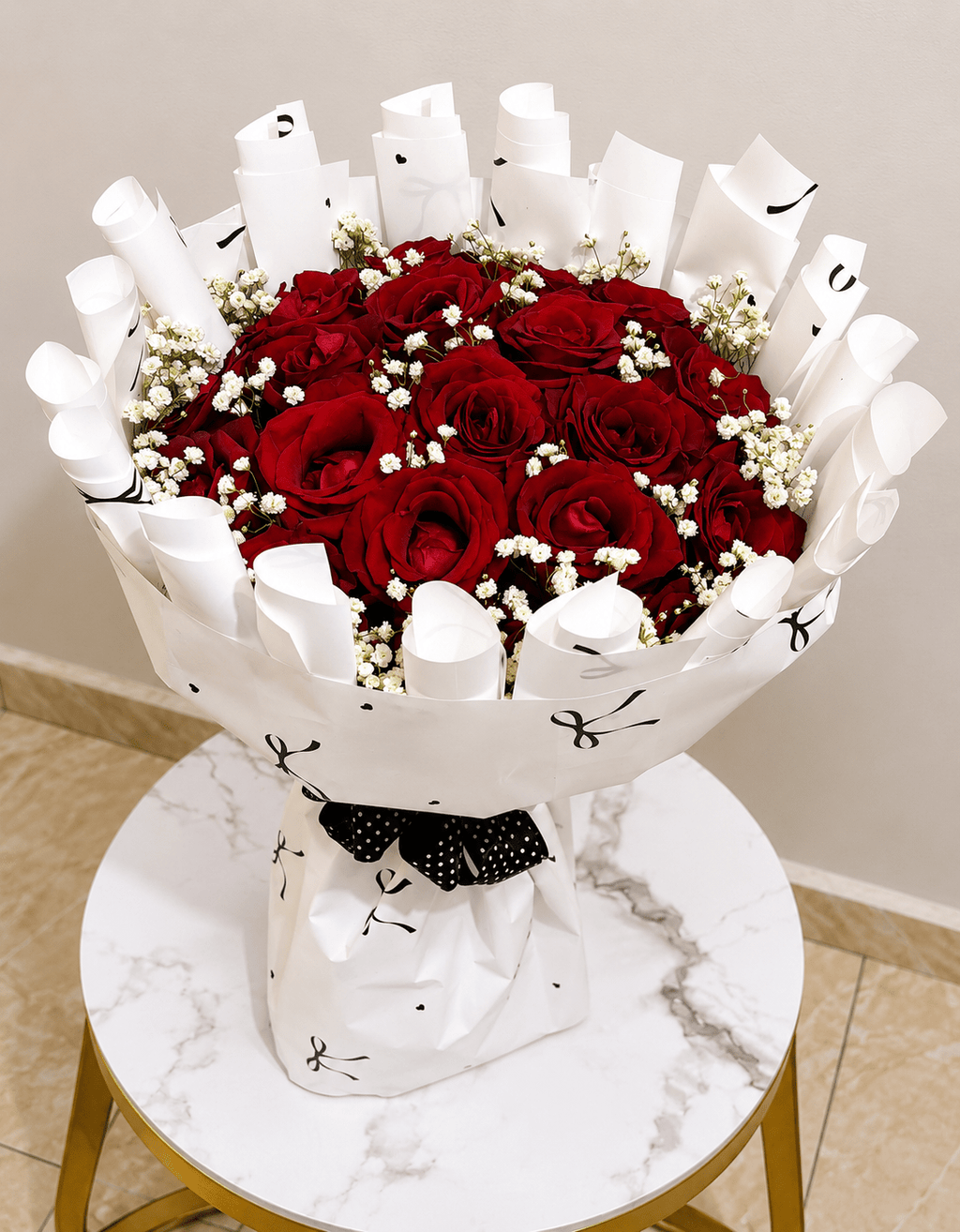 Red Rose & Baby’s Breath Bouquet – Lagos & Abuja Flower Delivery - Magikworld Gifts and Surprises