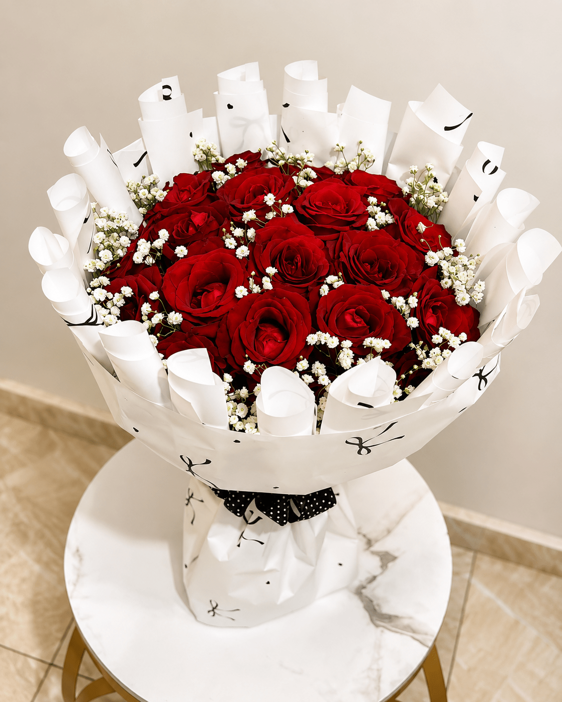 Red Rose & Baby’s Breath Bouquet – Lagos & Abuja Flower Delivery - Magikworld Gifts and Surprises