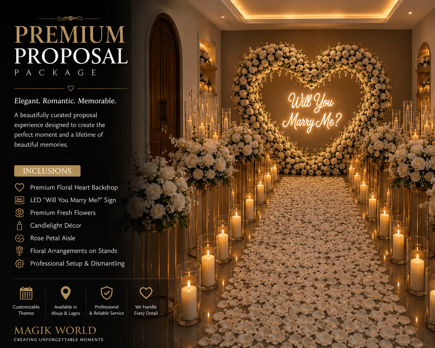 “Will You Marry Me?” Proposal Setup – Premium Engagement Experience - Magikworld Gifts and Surprises
