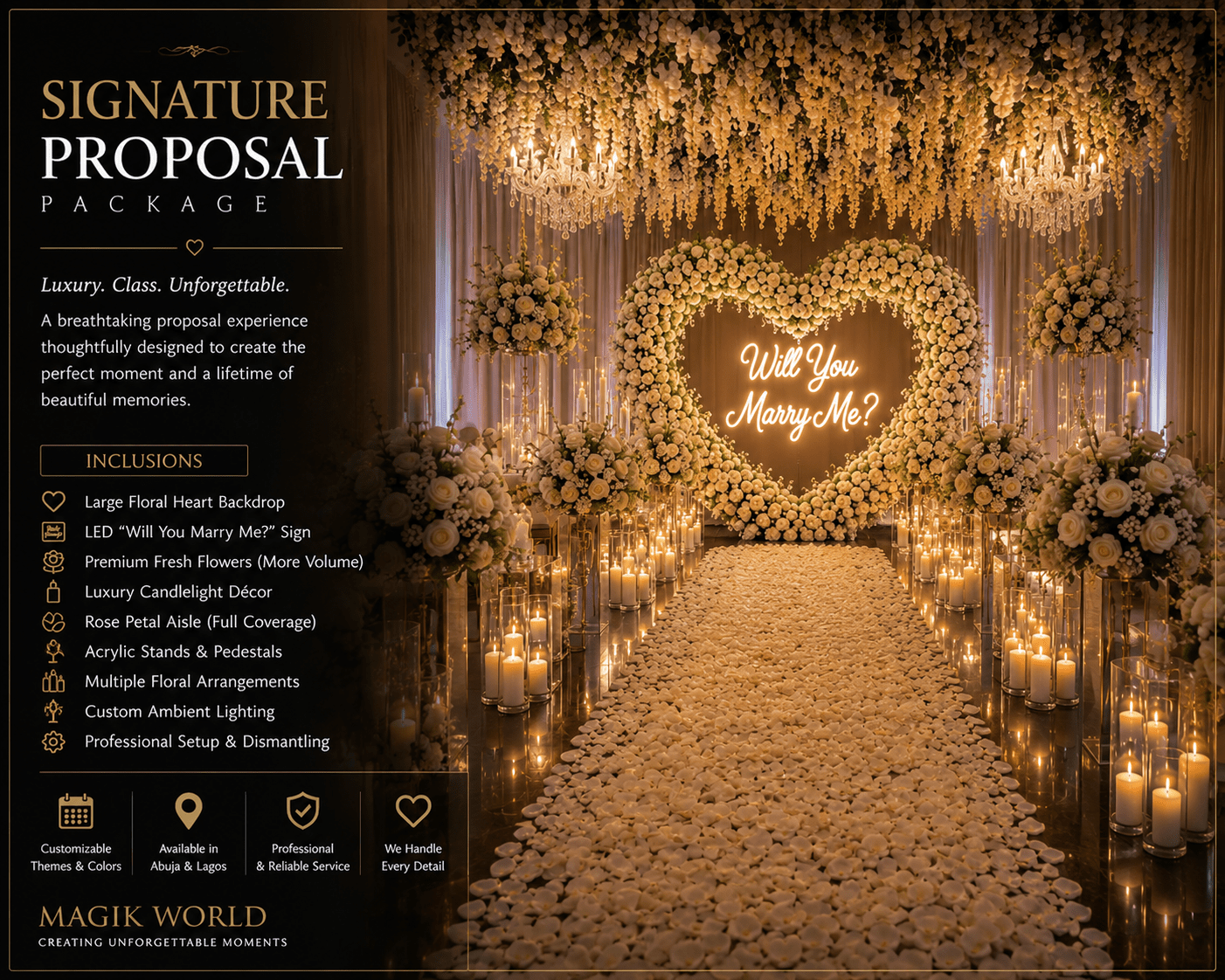 “Will You Marry Me?” Proposal Setup – Premium Engagement Experience - Magikworld Gifts and Surprises